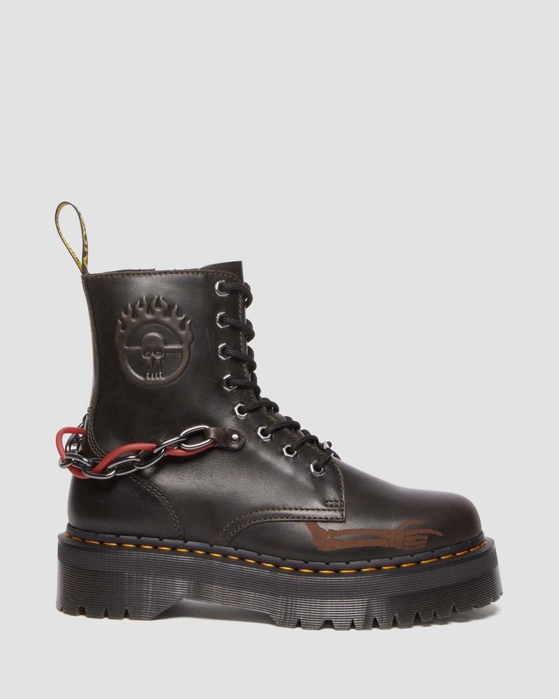 Dr Martin Martens Jadon Boot WB Mad Max Leather Platforms (Orleans) Platforms Boots Dark Taupe | PH24-N9DG