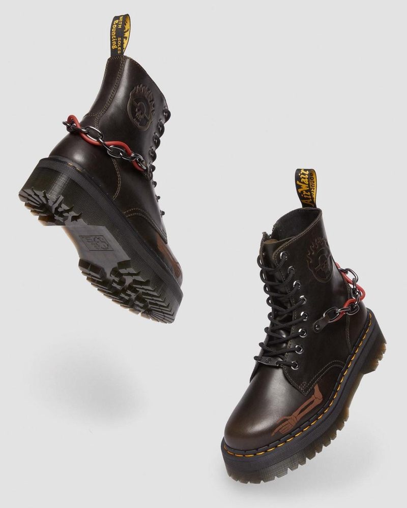 Dr Martin Martens Jadon Boot WB Mad Max Leather Platforms (Orleans) Platforms Boots Dark Taupe | PH24-N9DG