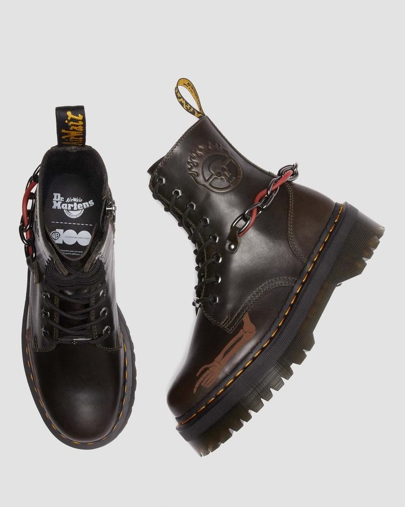 Dr Martin Martens Jadon Boot WB Mad Max Leather Platforms (Orleans) Platforms Boots Dark Taupe | PH24-N9DG