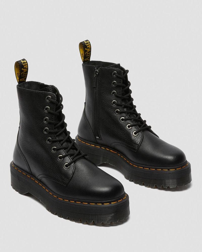 Dr Martin Martens Jadon III Boot Pisa Leather Platforms (Pisa) Platforms Boots Black | YM79-Z5QR