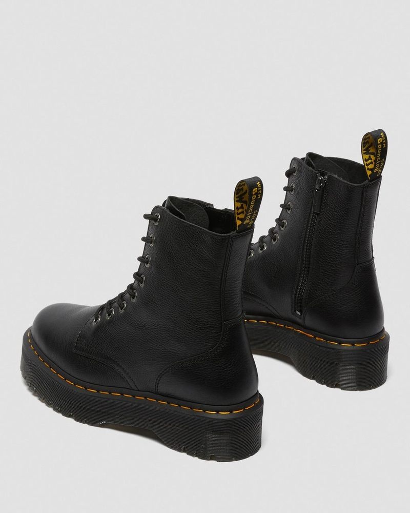 Dr Martin Martens Jadon III Boot Pisa Leather Platforms (Pisa) Platforms Boots Black | YM79-Z5QR