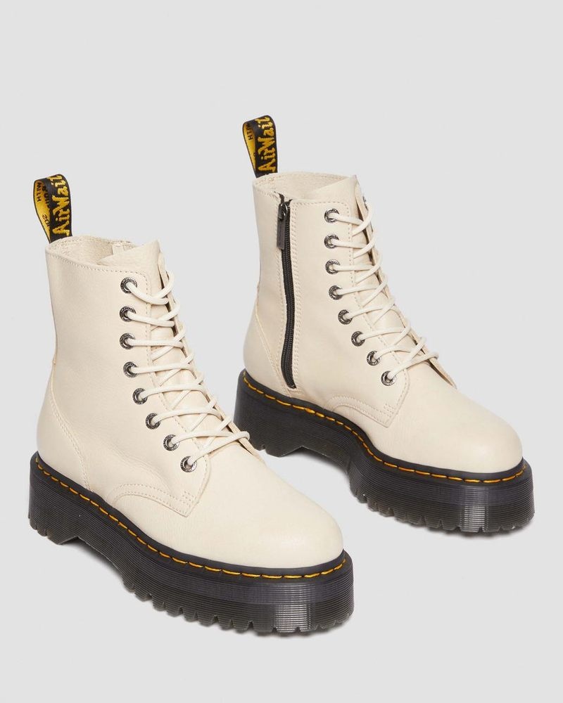 Dr Martin Martens Jadon III Boot Pisa Leather Platforms (Pisa) Platforms Boots Parchment Beige | LO98-E6LL