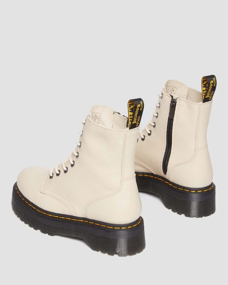 Dr Martin Martens Jadon III Boot Pisa Leather Platforms (Pisa) Platforms Boots Parchment Beige | LO98-E6LL