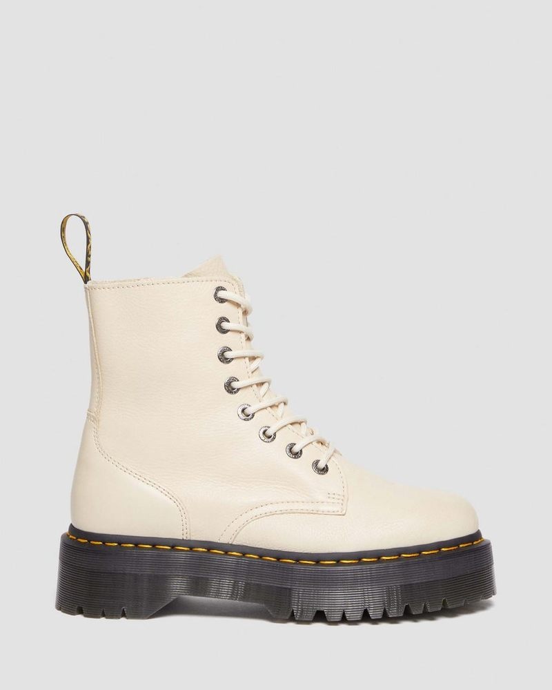 Dr Martin Martens Jadon III Boot Pisa Leather Platforms (Pisa) Platforms Boots Parchment Beige | LO98-E6LL