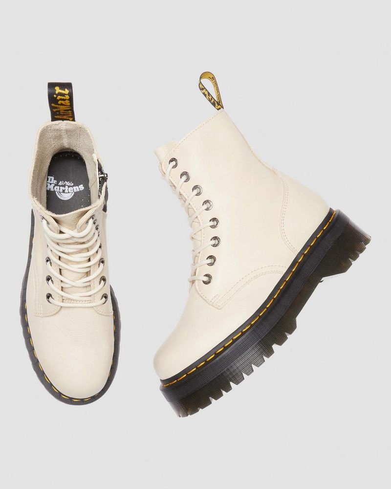 Dr Martin Martens Jadon III Boot Pisa Leather Platforms (Pisa) Platforms Boots Parchment Beige | LO98-E6LL