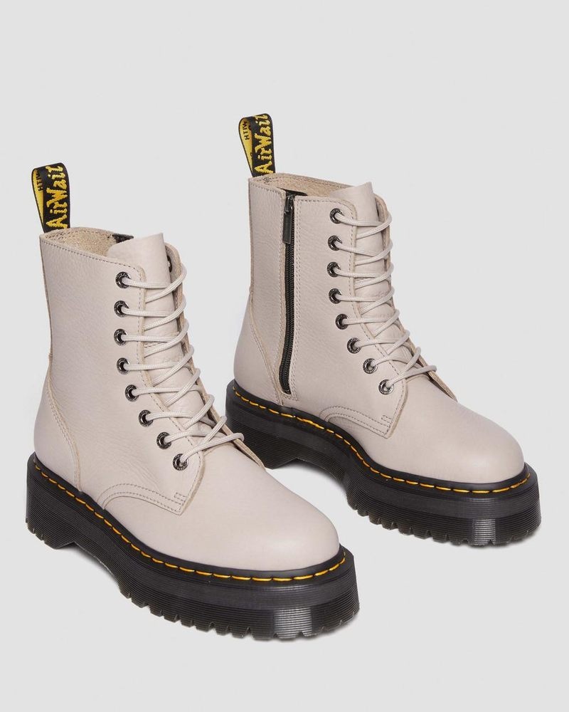 Dr Martin Martens Jadon III Boot Pisa Leather Platforms (Pisa) Platforms Boots Vintage Taupe | BW85-I5IB