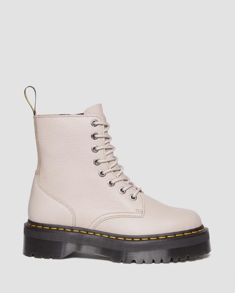 Dr Martin Martens Jadon III Boot Pisa Leather Platforms (Pisa) Platforms Boots Vintage Taupe | BW85-I5IB