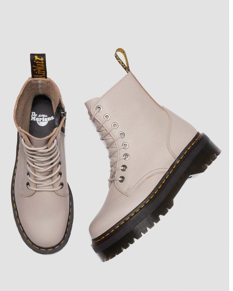 Dr Martin Martens Jadon III Boot Pisa Leather Platforms (Pisa) Platforms Boots Vintage Taupe | BW85-I5IB