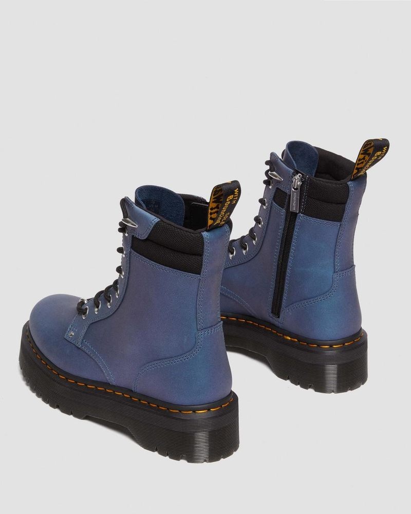 Dr Martin Martens Jadon II Boot Hardware Pull Up Leather Platforms (Pull Up Shift) Platforms Boots Deep Blue | YR39-F4UE