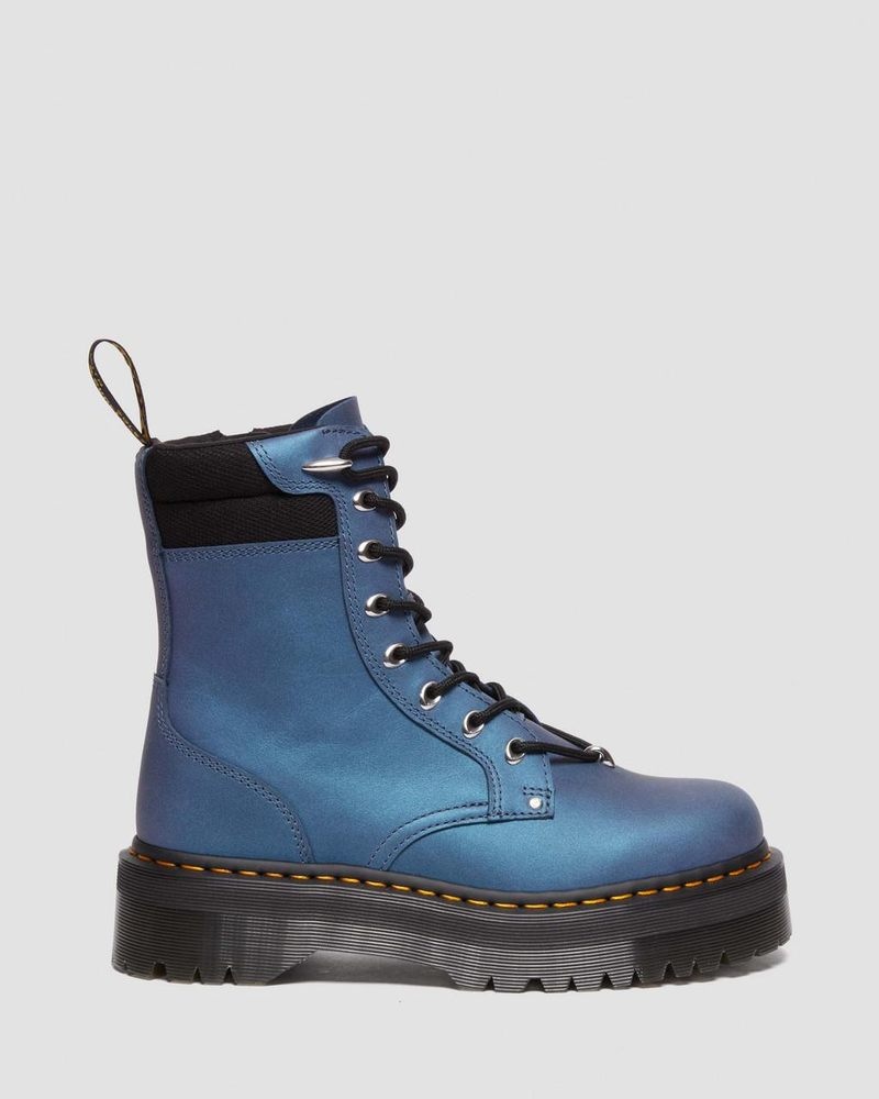 Dr Martin Martens Jadon II Boot Hardware Pull Up Leather Platforms (Pull Up Shift) Platforms Boots Deep Blue | YR39-F4UE