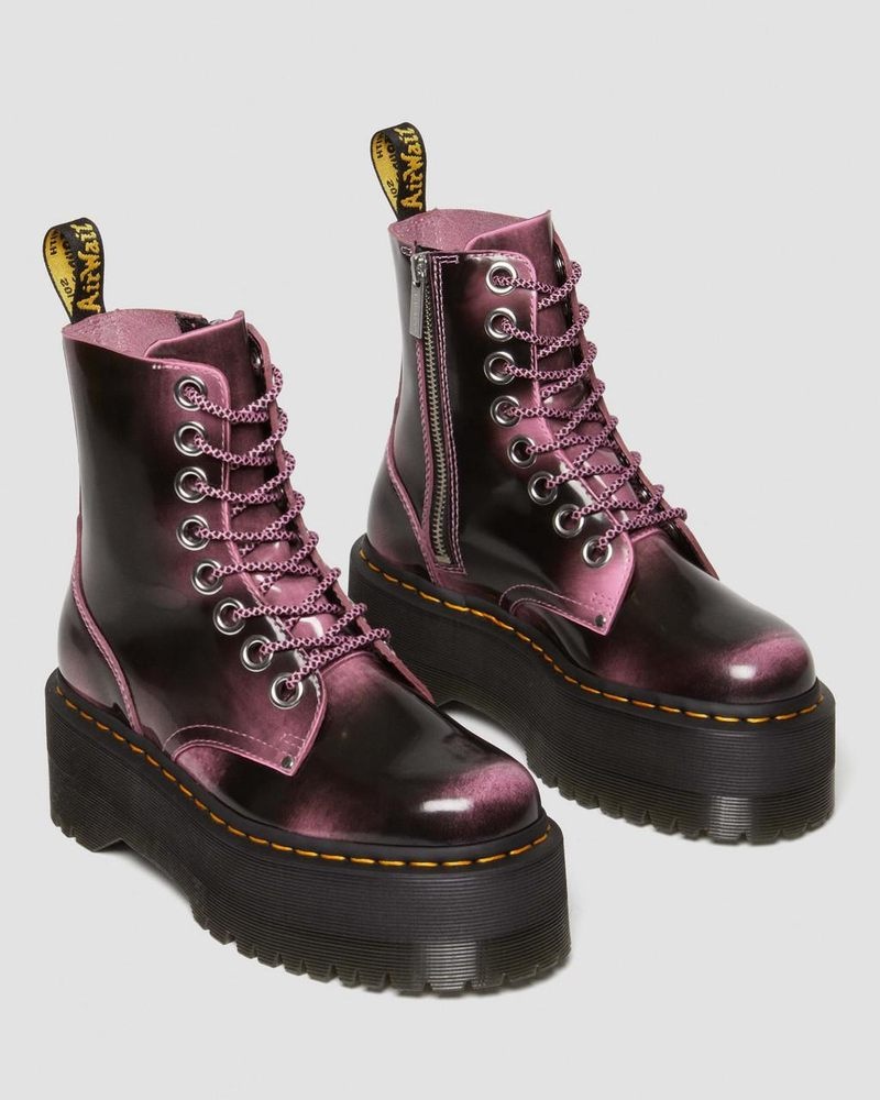 Dr Martin Martens Jadon Max Boot Distressed Leather Platforms (Arcadia) Platforms Boots Fondant Pink | XX71-W2FZ