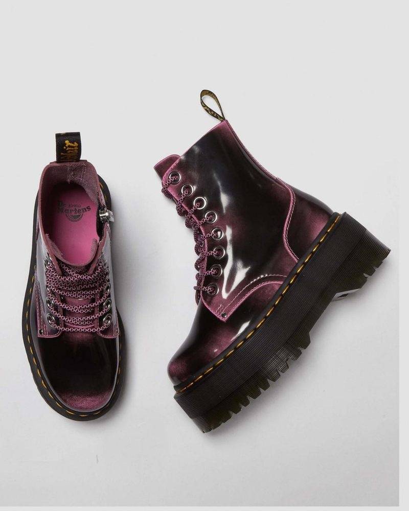 Dr Martin Martens Jadon Max Boot Distressed Leather Platforms (Arcadia) Platforms Boots Fondant Pink | XX71-W2FZ