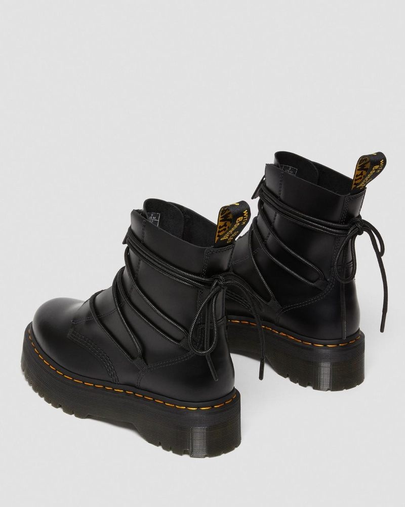 Dr Martin Martens Jarrick II Laced Leather Platform Boots (Smooth+Paris) Platforms Boots Black | DD96-C2UB