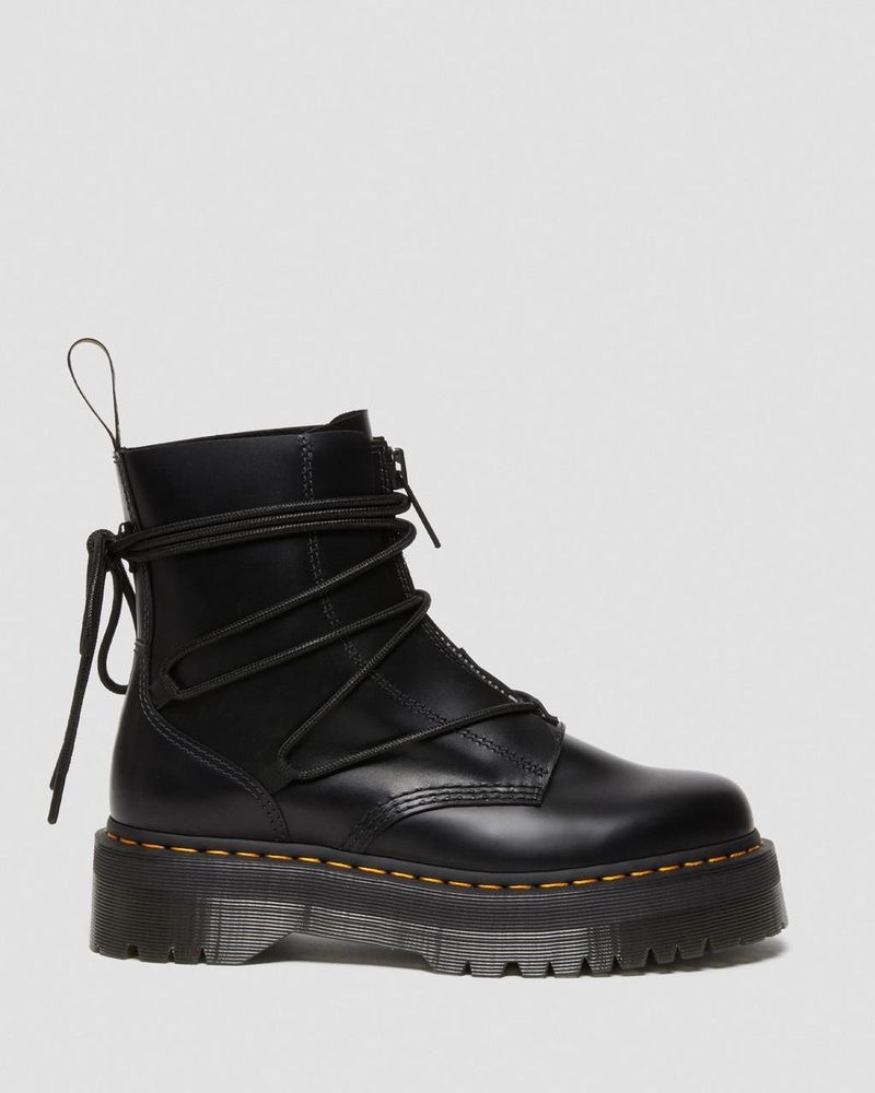 Dr Martin Martens Jarrick II Laced Leather Platform Boots (Smooth+Paris) Platforms Boots Black | DD96-C2UB