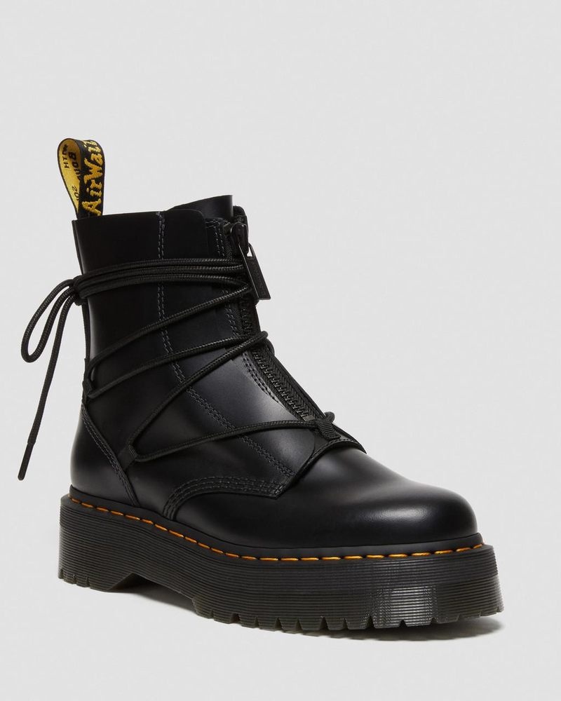 Dr Martin Martens Jarrick II Laced Leather Platform Boots (Smooth+Paris) Platforms Boots Black | DD96-C2UB