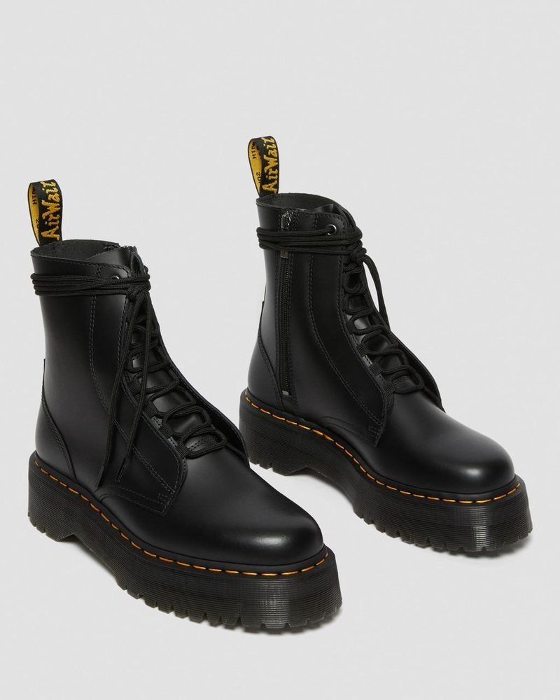 Dr Martin Martens Jarrick Smooth Leather Platform Boots (Smooth Leather) Platforms Boots Black | US42-K6WK