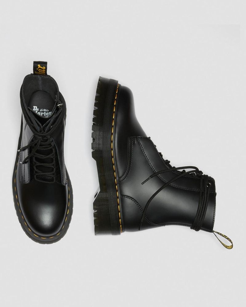 Dr Martin Martens Jarrick Smooth Leather Platform Boots (Smooth Leather) Platforms Boots Black | US42-K6WK