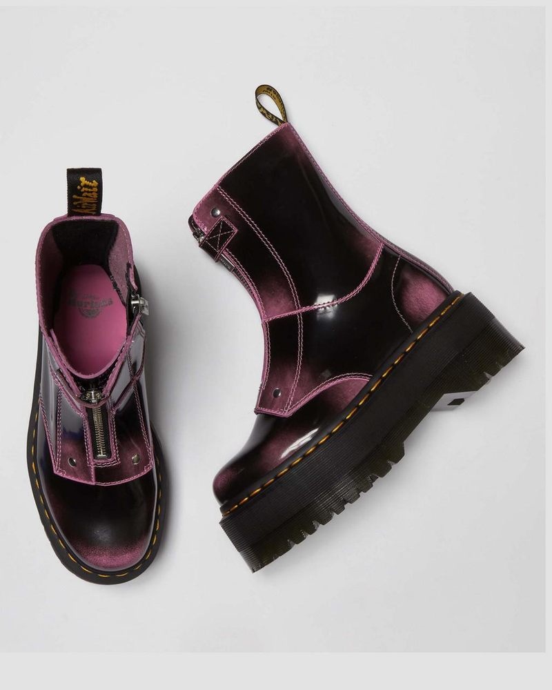 Dr Martin Martens Jetta Hi Max Distressed Leather Platform Boots (Arcadia) Platforms Boots Fondant Pink | VV01-C2HS