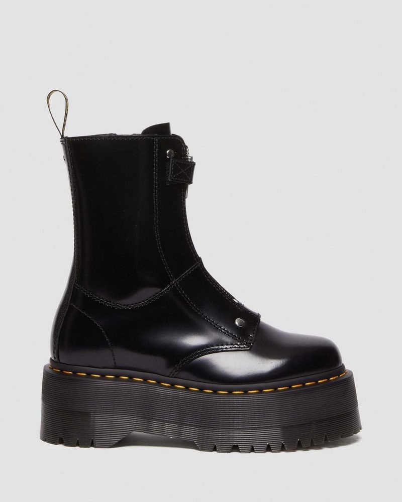 Dr Martin Martens Jetta Hi Max Leather Platform Boots (Buttero) Platforms Boots Black | AK72-F5HA