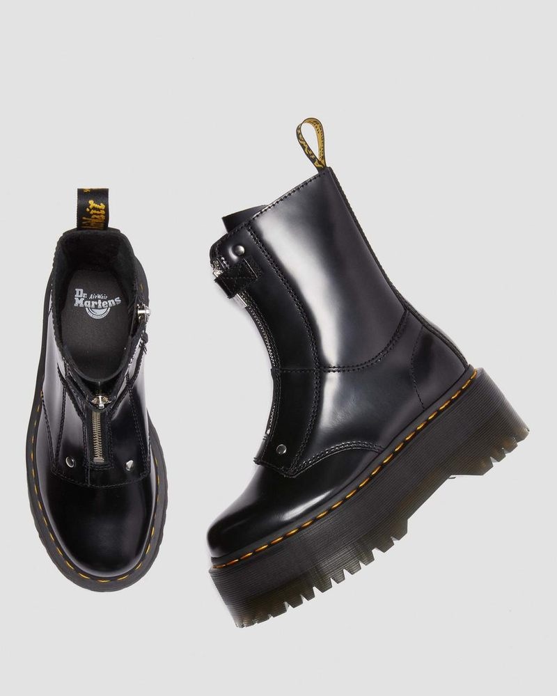 Dr Martin Martens Jetta Hi Max Leather Platform Boots (Buttero) Platforms Boots Black | AK72-F5HA