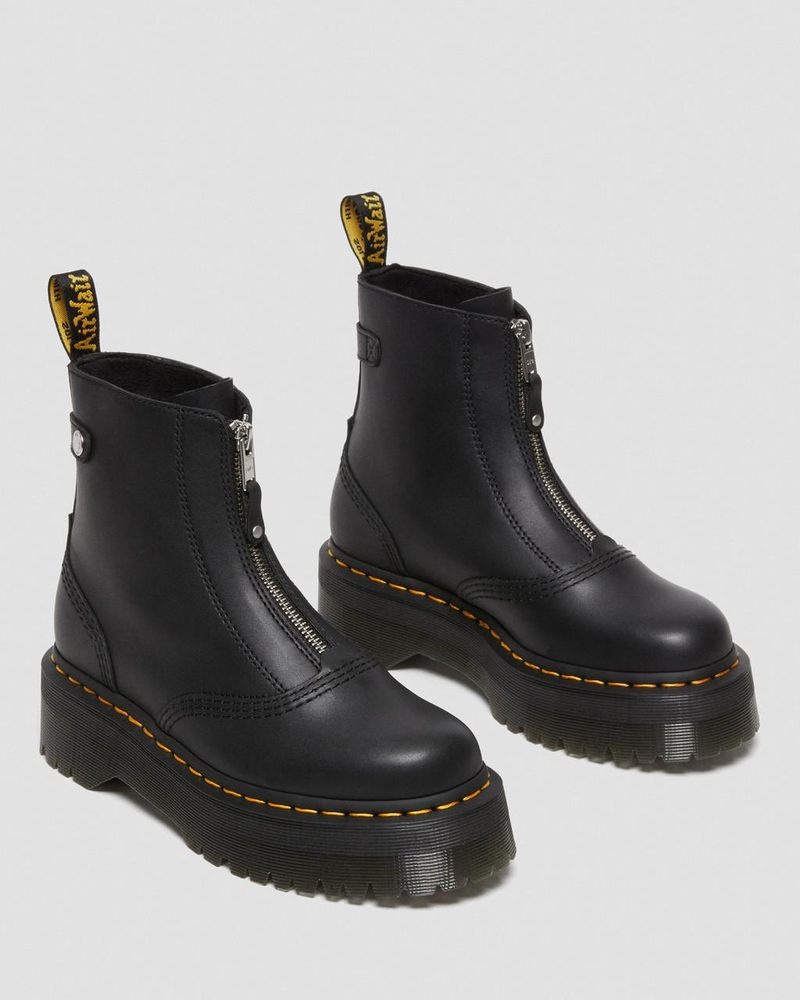 Dr Martin Martens Jetta Zipped Sendal Leather Platform Boots (Sendal) Platforms Boots Black | UT12-V7RZ