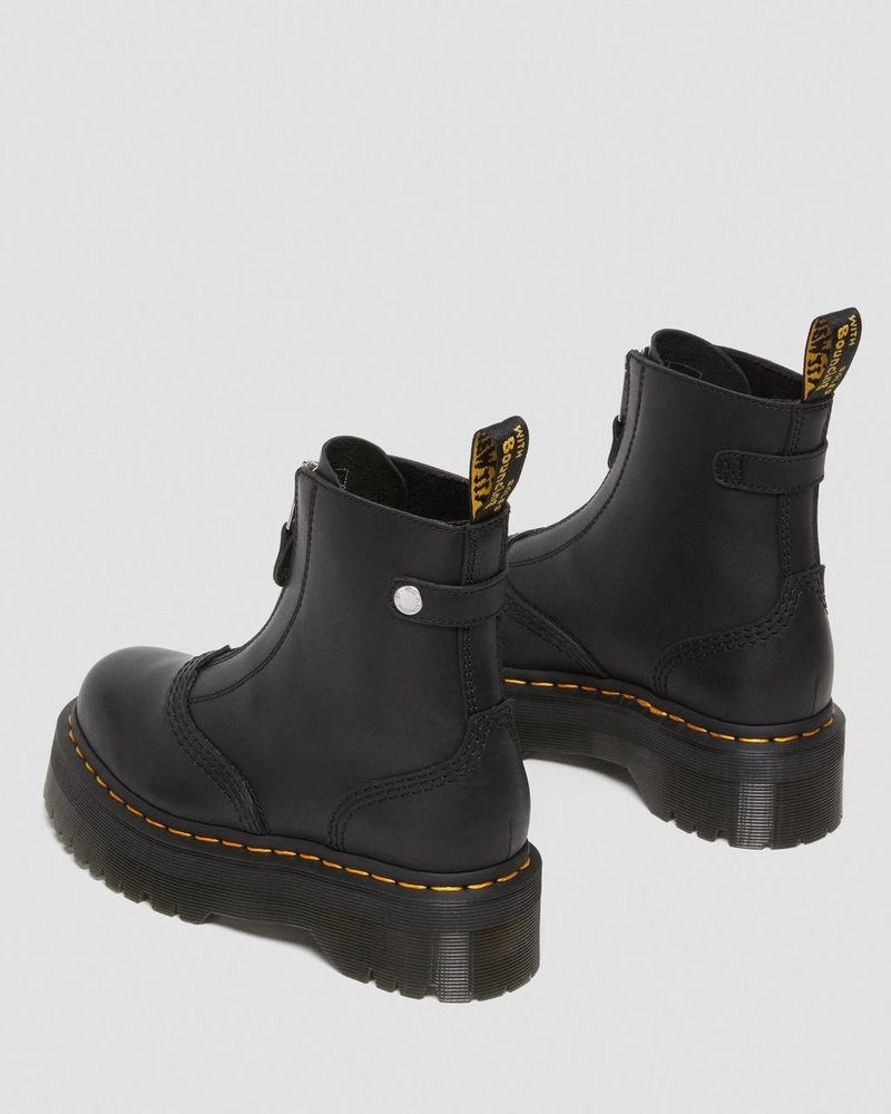 Dr Martin Martens Jetta Zipped Sendal Leather Platform Boots (Sendal) Platforms Boots Black | UT12-V7RZ