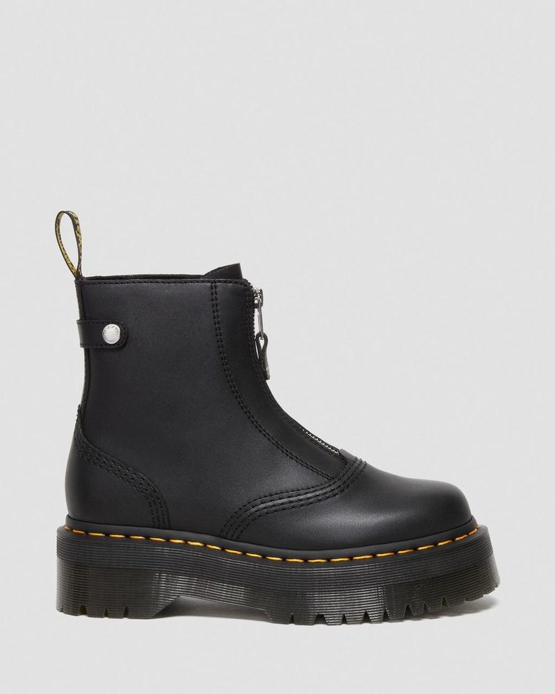 Dr Martin Martens Jetta Zipped Sendal Leather Platform Boots (Sendal) Platforms Boots Black | UT12-V7RZ