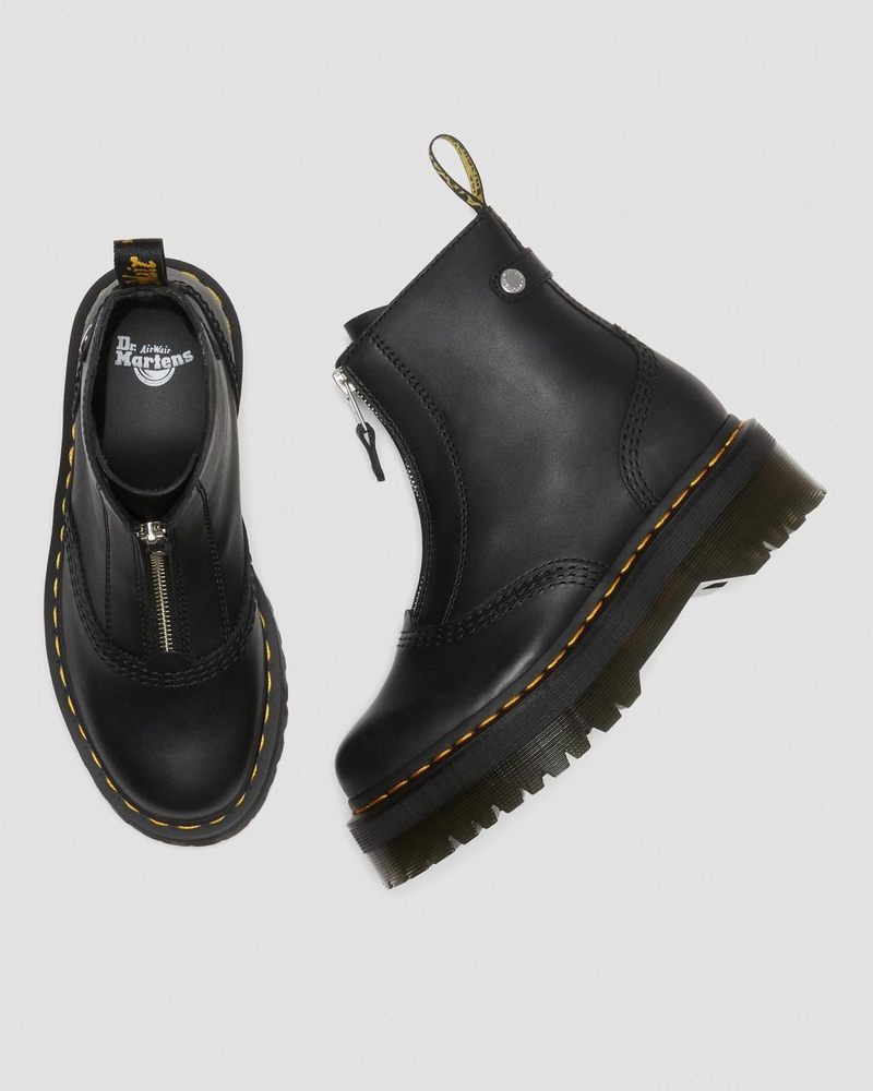 Dr Martin Martens Jetta Zipped Sendal Leather Platform Boots (Sendal) Platforms Boots Black | UT12-V7RZ