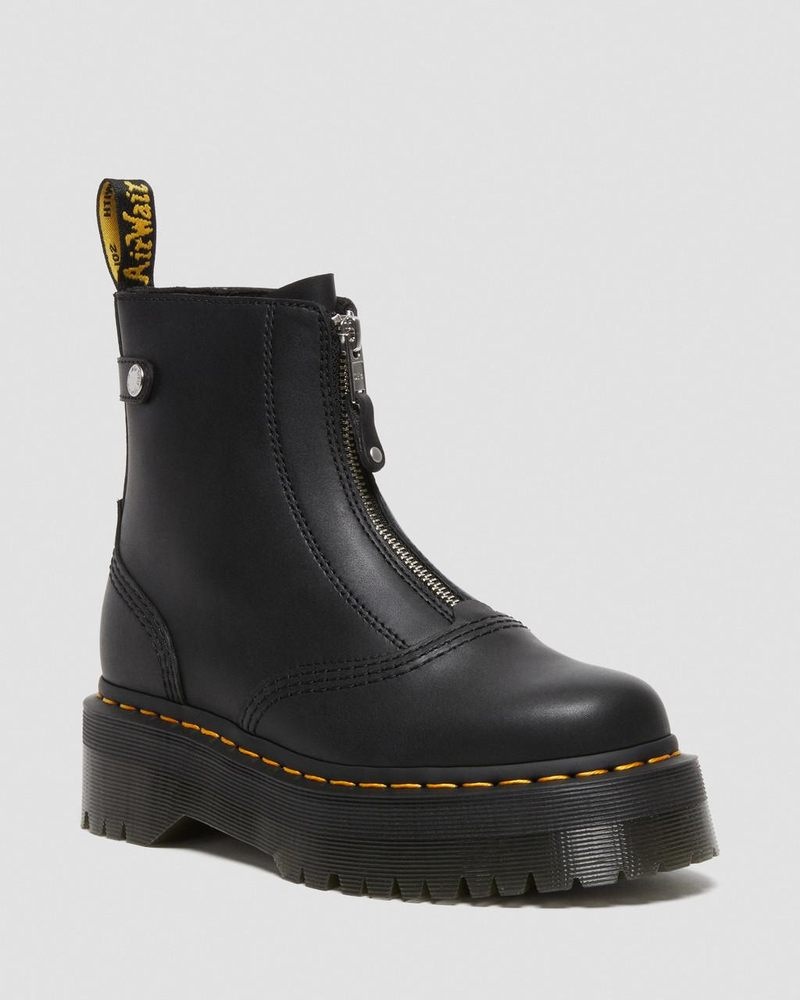 Dr Martin Martens Jetta Zipped Sendal Leather Platform Boots (Sendal) Platforms Boots Black | UT12-V7RZ