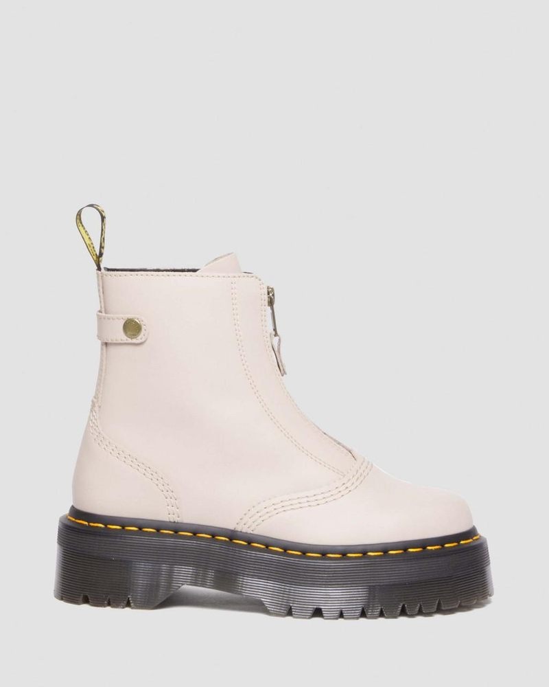 Dr Martin Martens Jetta Zipped Sendal Leather Platform Boots (Sendal) Platforms Boots Vintage Taupe | UC32-N8QJ