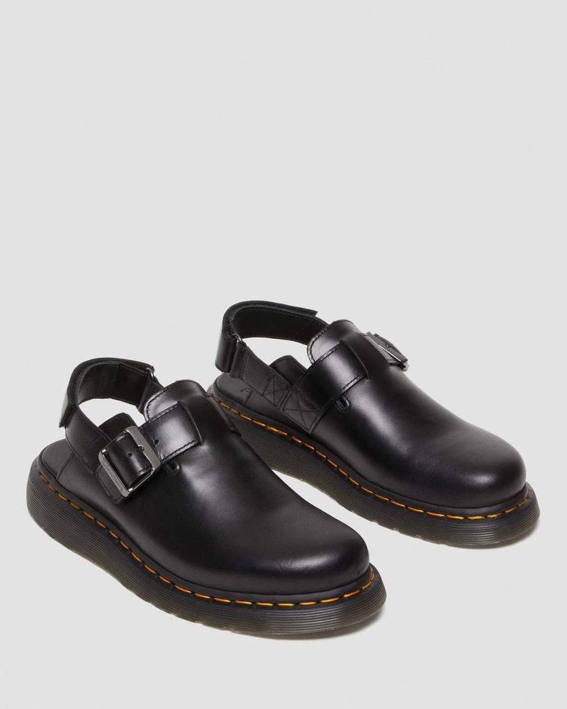 Dr Martin Martens Jorge II Brando Leather Slingback Mules (Brando) Sandals Black | HA36-D3UW