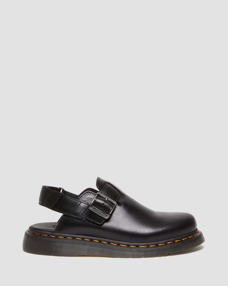 Dr Martin Martens Jorge II Brando Leather Slingback Mules (Brando) Sandals Black | HA36-D3UW