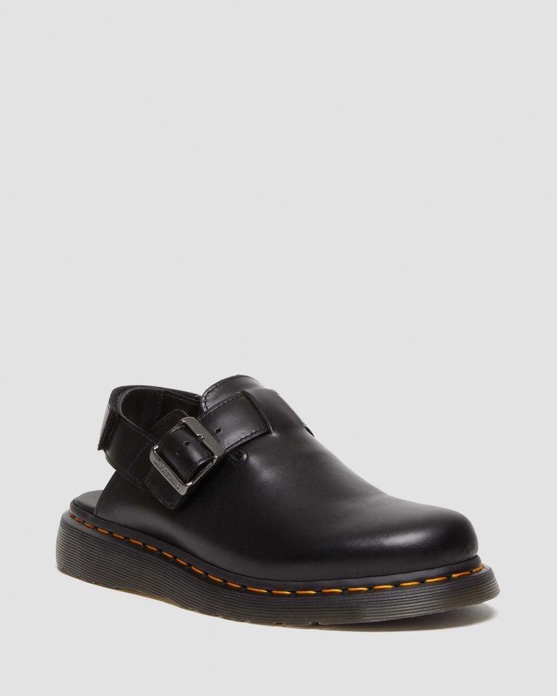 Dr Martin Martens Jorge II Brando Leather Slingback Mules (Brando) Sandals Black | HA36-D3UW