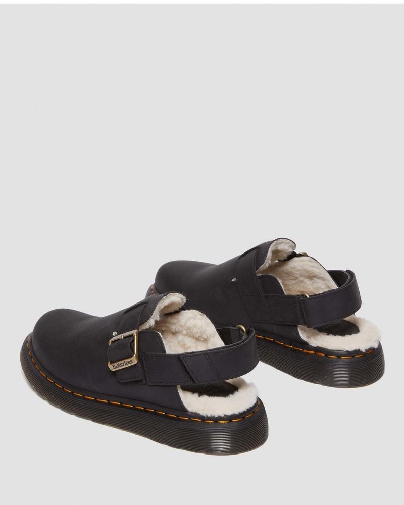 Dr Martin Martens Jorge II Faux Fur Lined Slingback Mules (Archive Pull Up) Sandals Black | LN37-O6CF