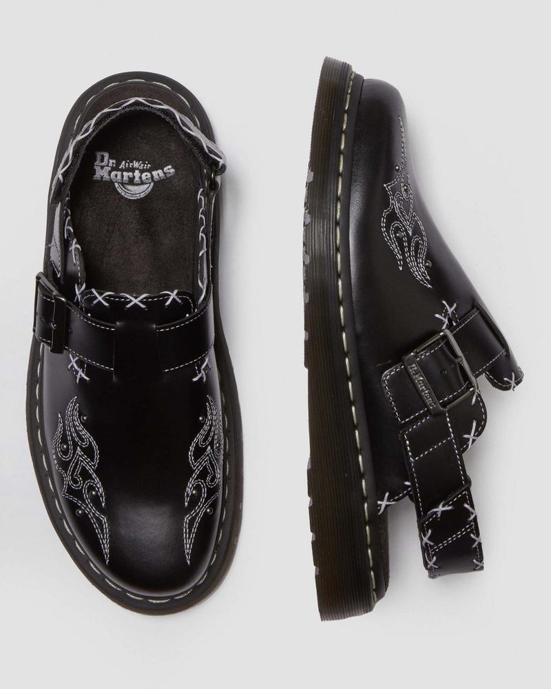 Dr Martin Martens Jorge II Gothic Americana Leather Slingback Mules (Atlas) Sandals Black | FB53-M6PZ