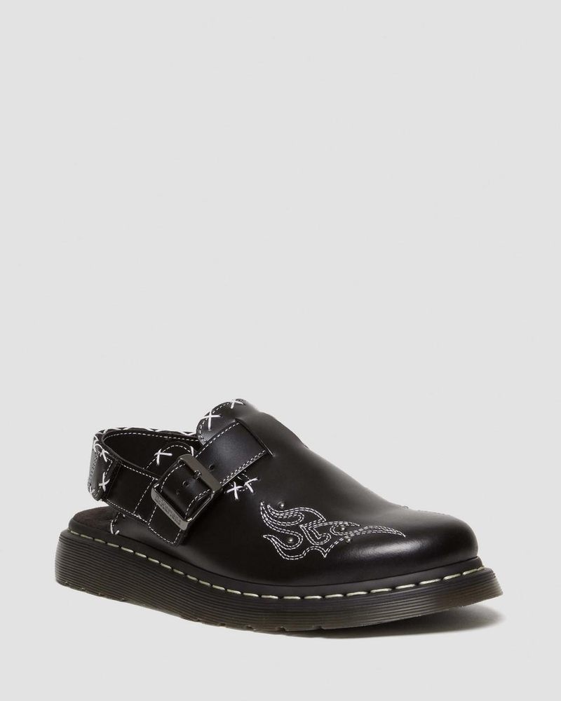 Dr Martin Martens Jorge II Gothic Americana Leather Slingback Mules (Atlas) Sandals Black | JZ92-A8NQ