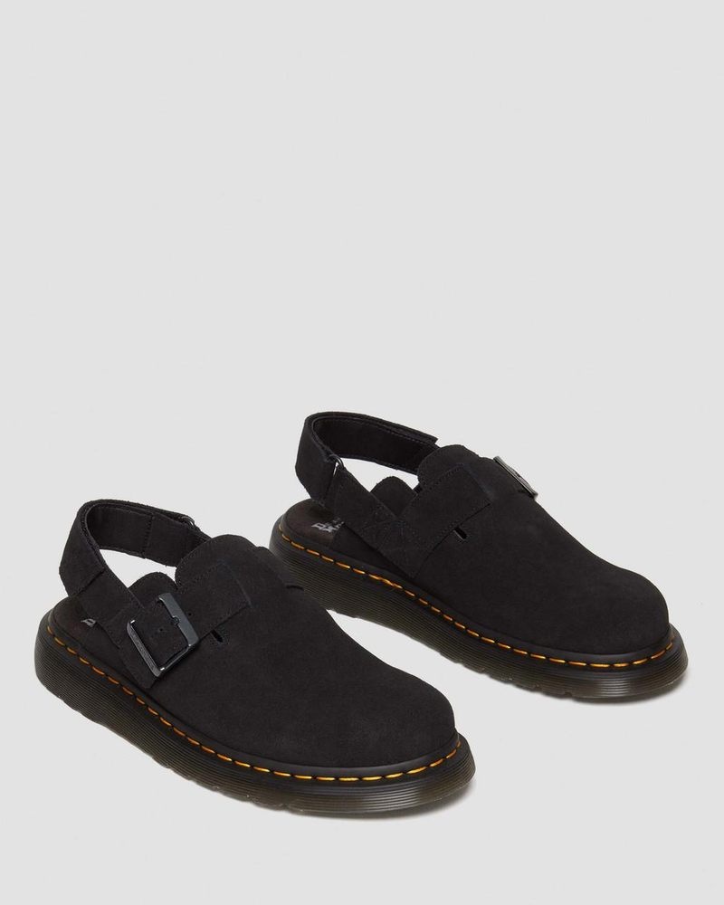 Dr Martin Martens Jorge II Suede Slingback Mules (E.H.Suede) Sandals Black | EK07-J0XQ