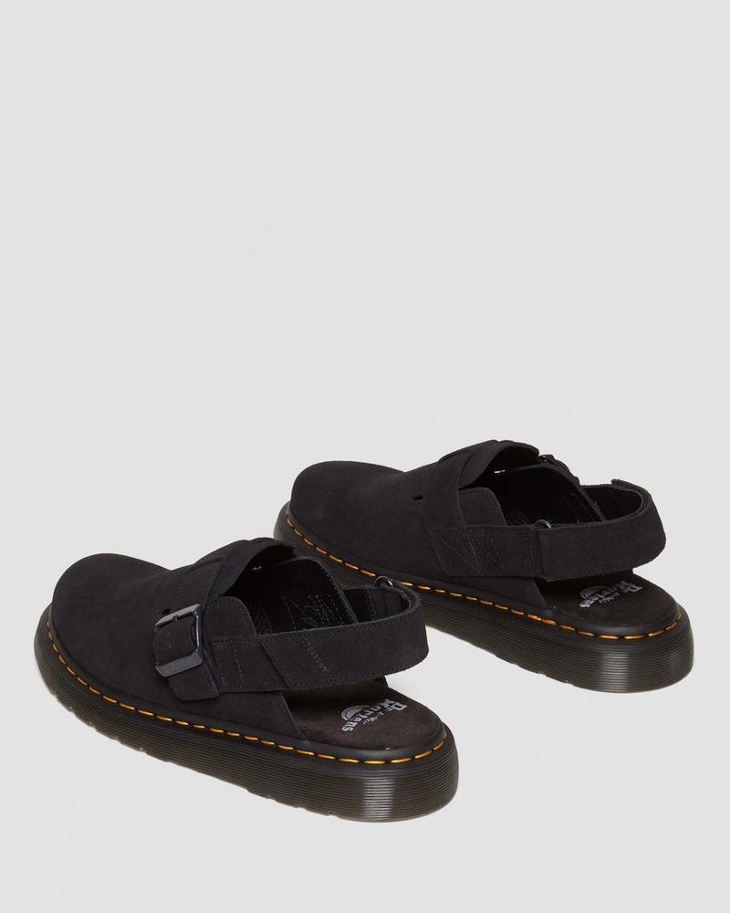 Dr Martin Martens Jorge II Suede Slingback Mules (E.H.Suede) Sandals Black | EK07-J0XQ