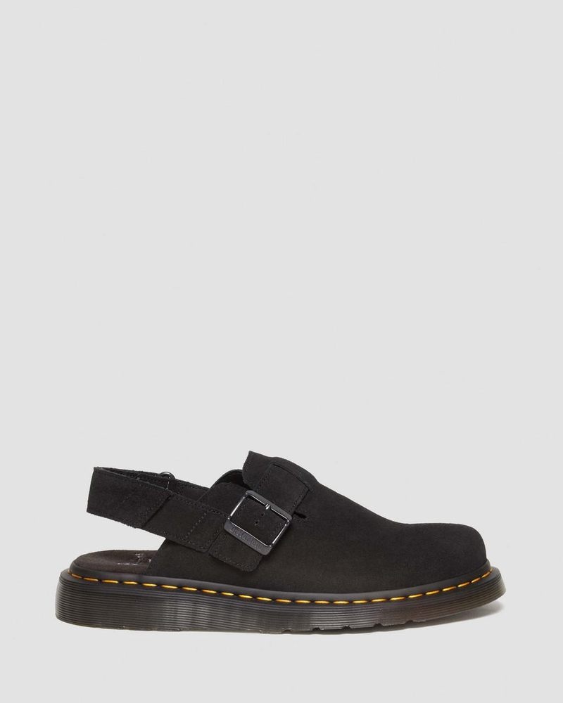 Dr Martin Martens Jorge II Suede Slingback Mules (E.H.Suede) Sandals Black | EK07-J0XQ