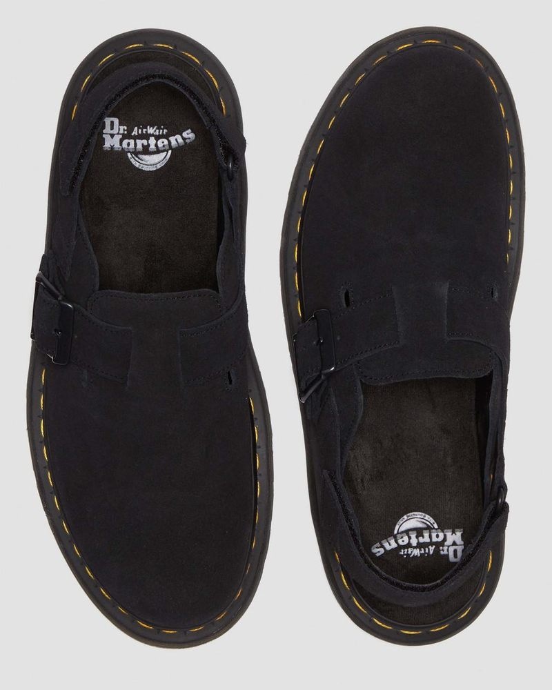 Dr Martin Martens Jorge II Suede Slingback Mules (E.H.Suede) Sandals Black | EK07-J0XQ