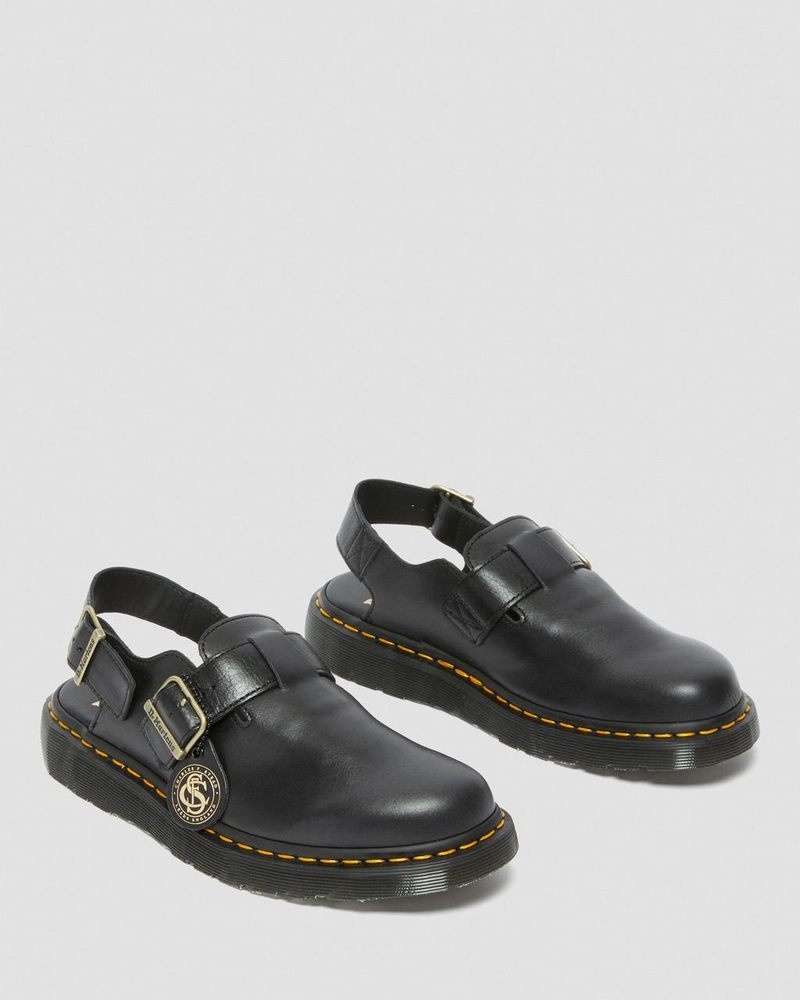 Dr Martin Martens Jorge Made in England Leather Slingback Mules Sandals Black | PC87-F2BC