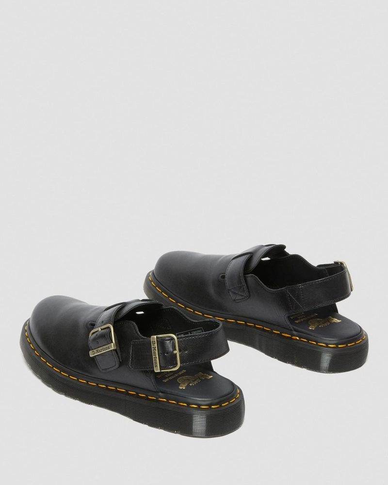 Dr Martin Martens Jorge Made in England Leather Slingback Mules Sandals Black | PC87-F2BC