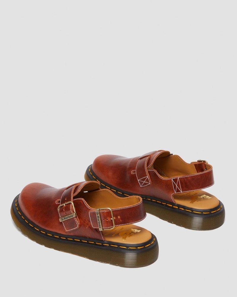 Dr Martin Martens Jorge Made in England Classic Leather Slingback Mules Sandals Heritage Tan | QC79-W2KG