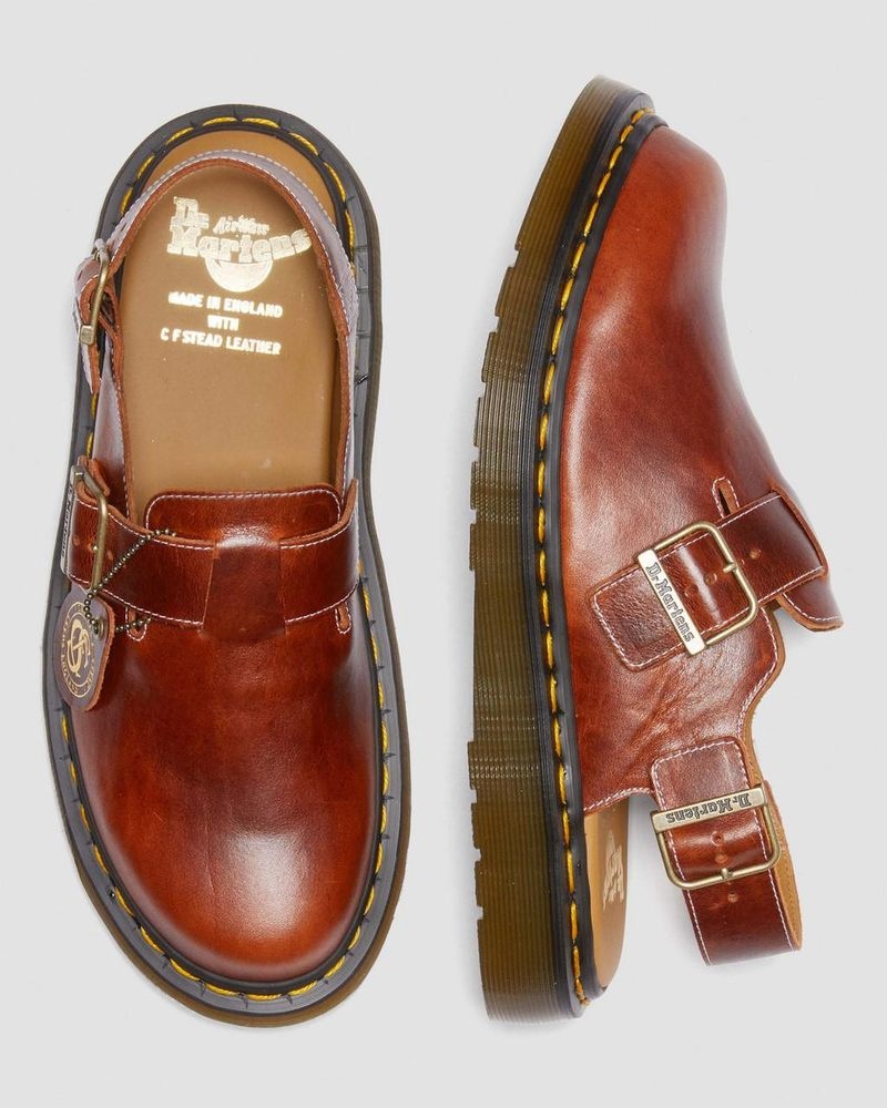 Dr Martin Martens Jorge Made in England Classic Leather Slingback Mules Sandals Heritage Tan | WZ59-D9JH