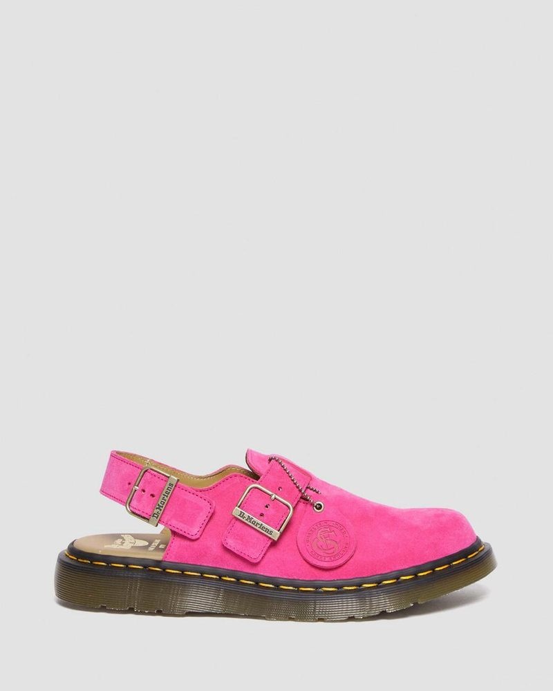 Dr Martin Martens Jorge Made in England Suede Slingback Mules (Repello Calf Suede (Gum Oil)) Sandals Pink | HM91-P0RR