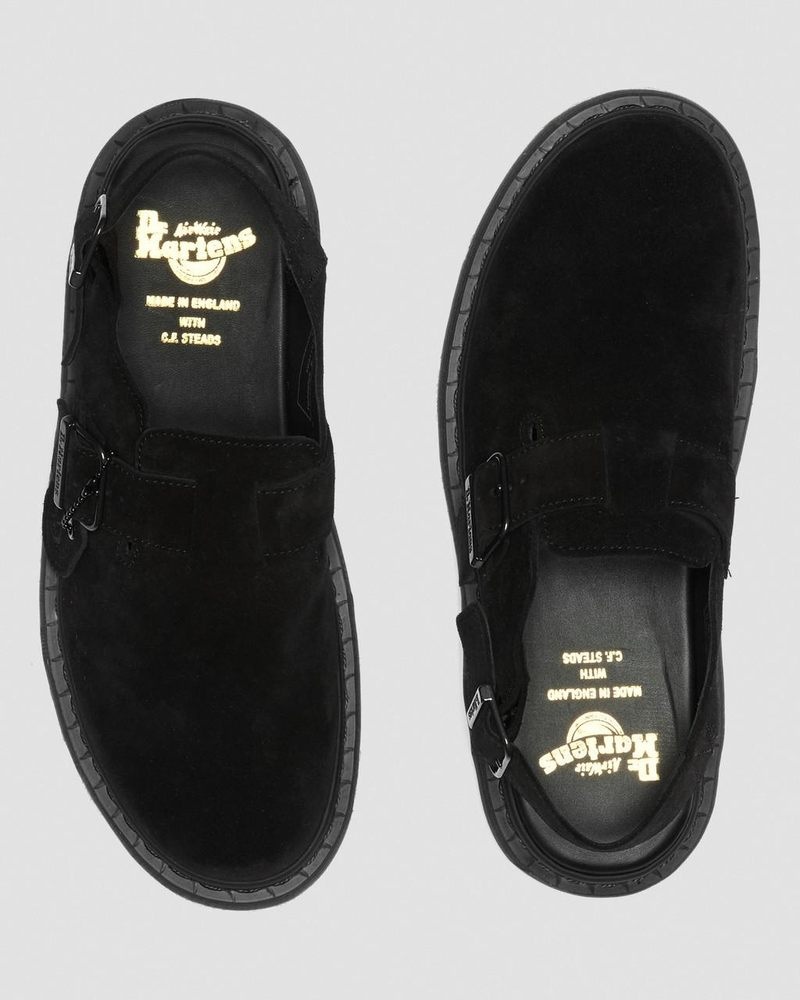 Dr Martin Martens Jorge Made in England Suede Slingback Mules (Repello Calf Suede (Gum Oil)) Sandals Black | NM11-X0RC