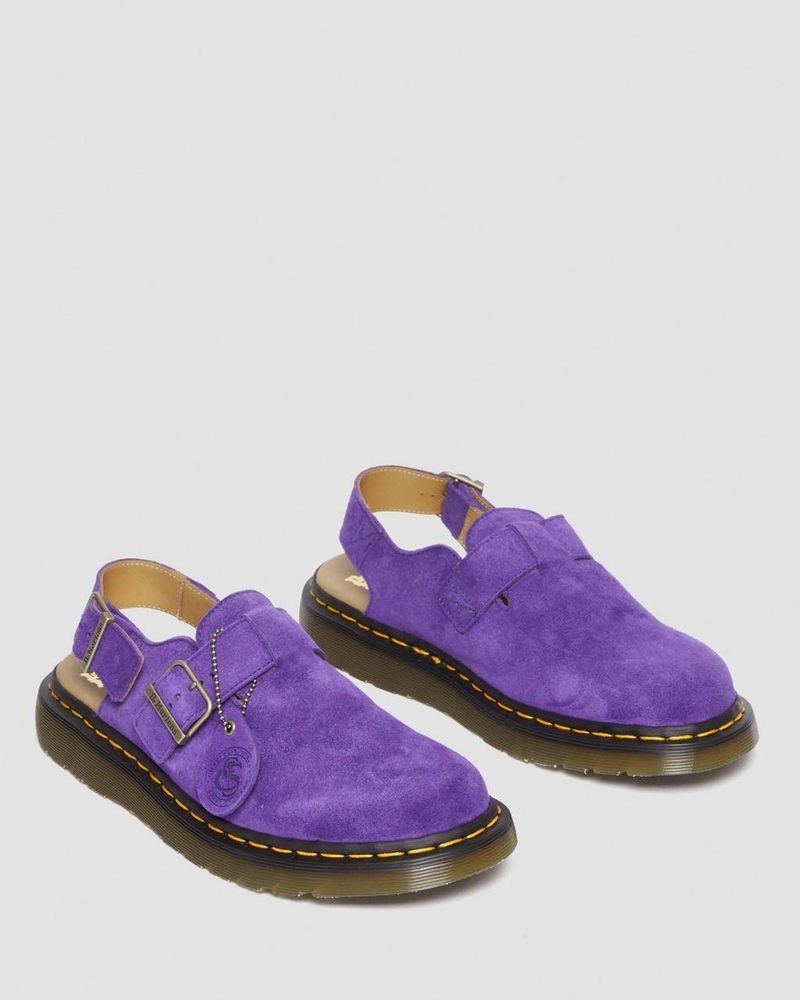 Dr Martin Martens Jorge Made in England Suede Slingback Mules (Repello Calf Suede (Gum Oil)) Sandals Purple | NB90-X1SY