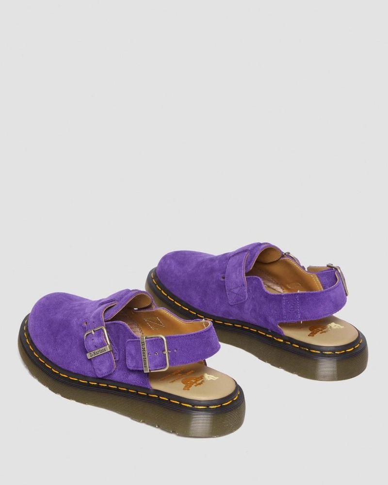 Dr Martin Martens Jorge Made in England Suede Slingback Mules (Repello Calf Suede (Gum Oil)) Sandals Purple | NB90-X1SY