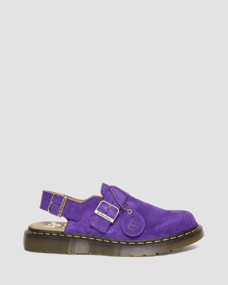 Dr Martin Martens Jorge Made in England Suede Slingback Mules (Repello Calf Suede (Gum Oil)) Sandals Purple | NB90-X1SY