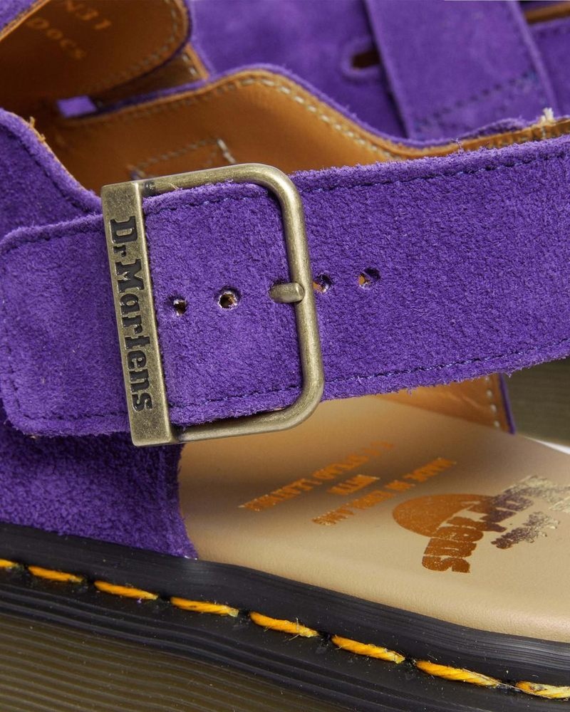 Dr Martin Martens Jorge Made in England Suede Slingback Mules (Repello Calf Suede (Gum Oil)) Sandals Purple | NB90-X1SY